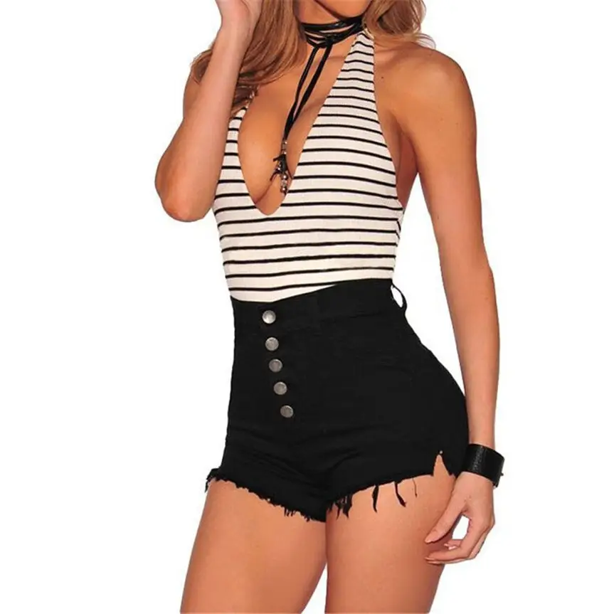 Ladies Ripped High Waist Denim Shorts Women Hot Pants - Beyond Trends Hub 