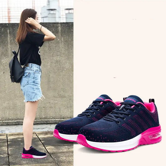 Ladies Summer Lightweight Breathable Deodorant Shoes - Blue pink / 35