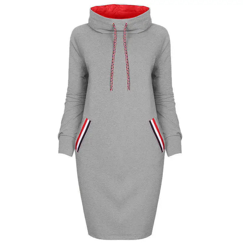 Ladies Winter Hooded Dresses Women Dress - Grey / S