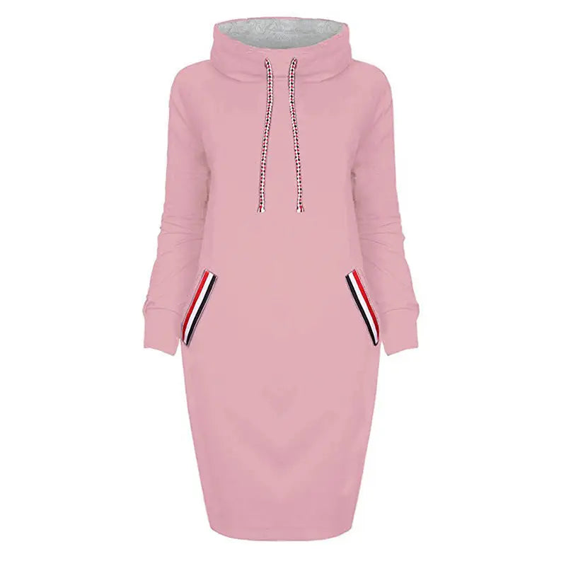 Ladies Winter Hooded Dresses Women Dress - Pink / S