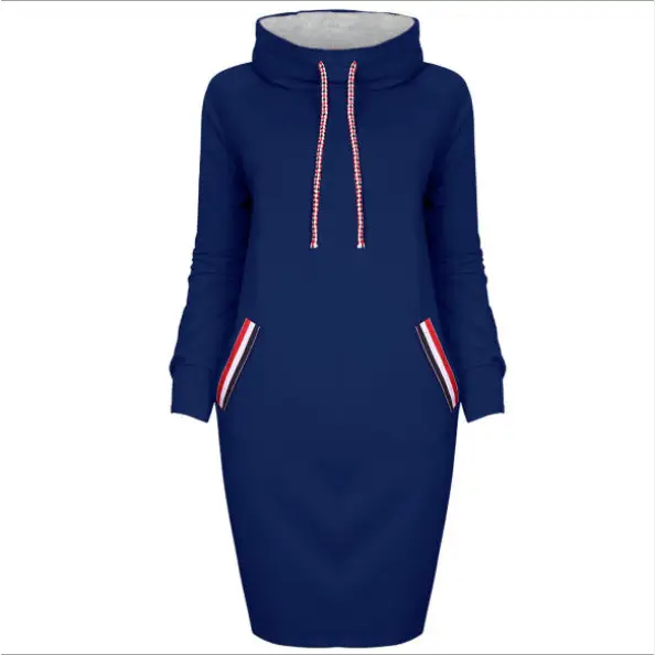 Ladies Winter Hooded Dresses Women Dress - Royal Blue / S