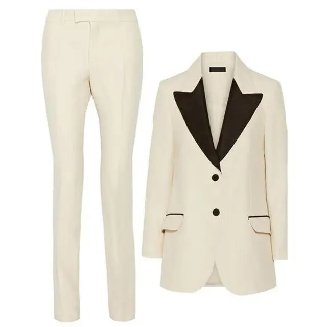 Lady Women Suits Set Spring And Autumn White Peak Lapel - 3 Style / XXS