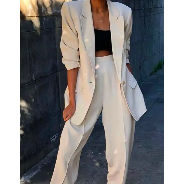 Lady Women Suits Set Spring And Autumn White Peak Lapel - 4 Style / XXS