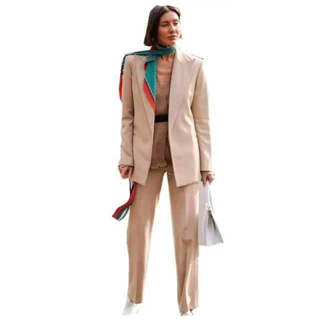 Lady Women Suits Set Spring And Autumn White Peak Lapel - 9 Style / XXS