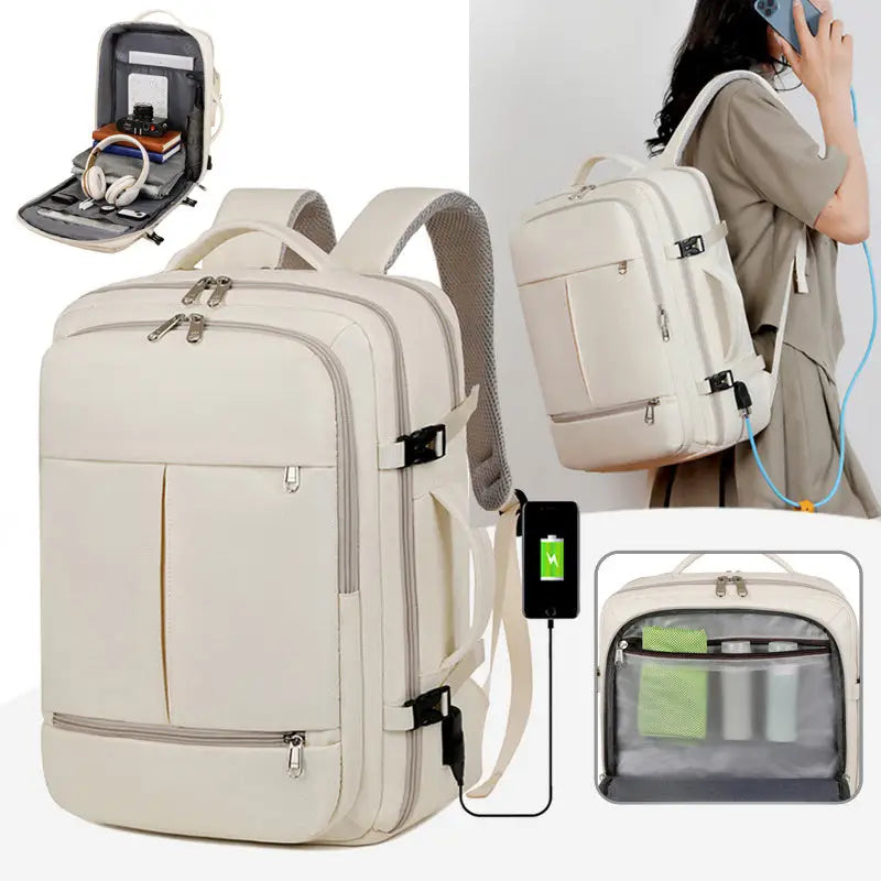 Large Capacity Backpack For Women Men Multiple Pockets And Zippers Versatile Computer Bags Business Travel Backpack - Beyond Trends Hub 
