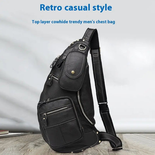 Large Capacity Retro Men's Cowhide Messenger Bag Beyond Trends Hub