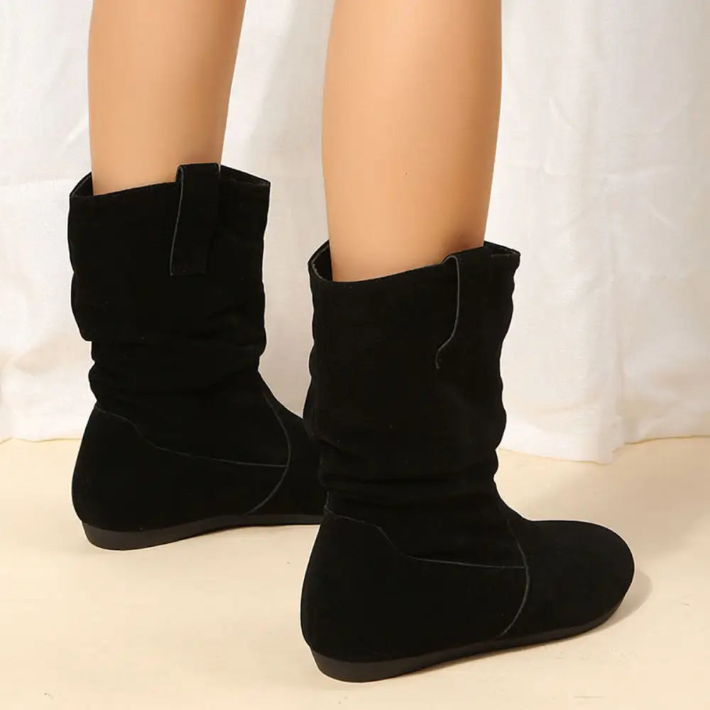 Large Size Flat Bottom Women Buskin Suede Stitching Women Round-toe Boots Beyond Trends Hub