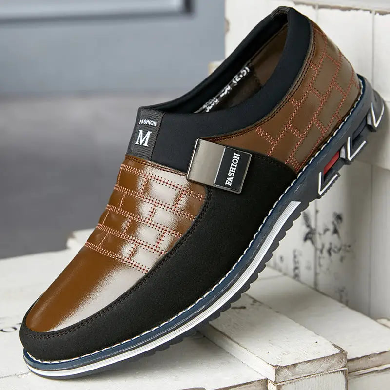 Large Size Leather Shoes Men New Casual Leather Shoes Men - Brown / 38