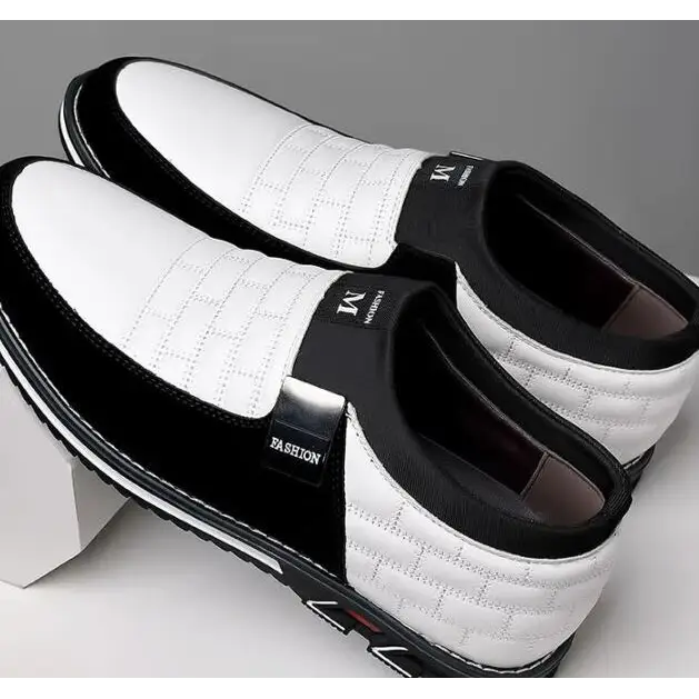 Large Size Leather Shoes Men New Casual Leather Shoes Men - White / 48