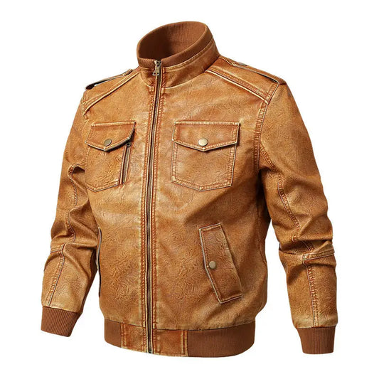 Large size men’s leather jacket