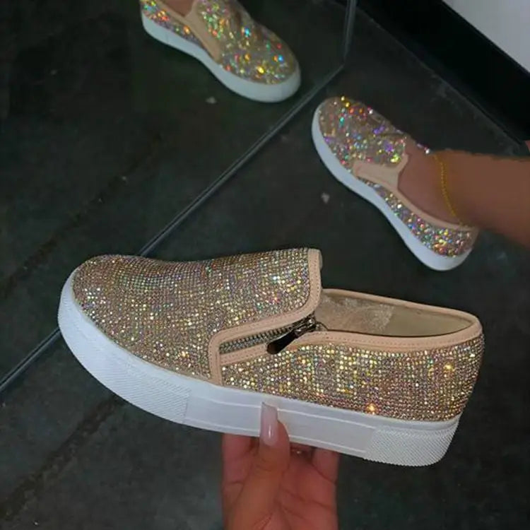 Large Size Rhinestone Flat Casual Single Shoes One Pedal Lazy Shoes Beyond Trends Hub