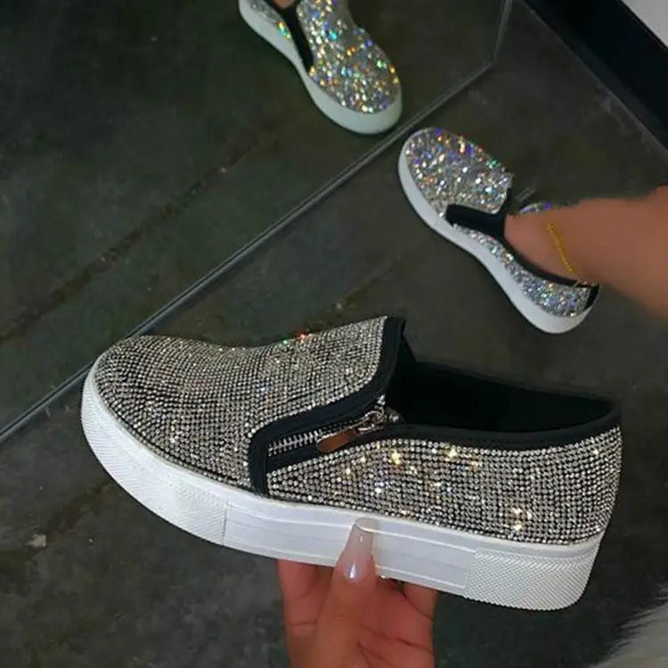 Large Size Rhinestone Flat Casual Single Shoes One Pedal Lazy Shoes Beyond Trends Hub