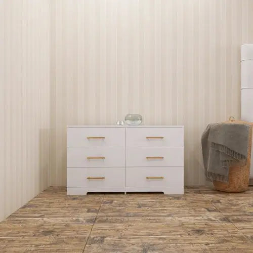 Large White Six Drawer Cabinet - White - 5