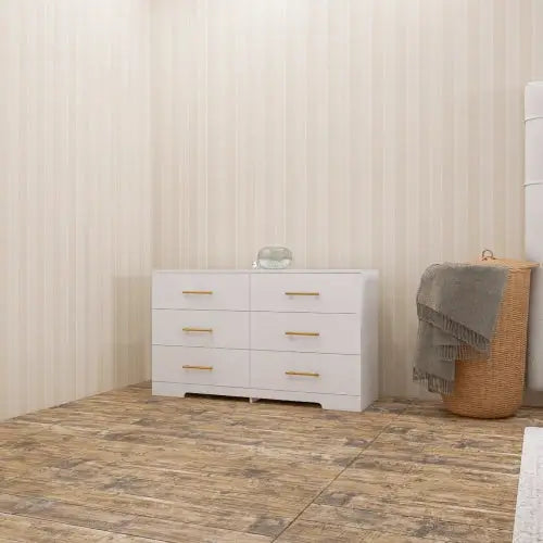 Large White Six Drawer Cabinet - White - 5