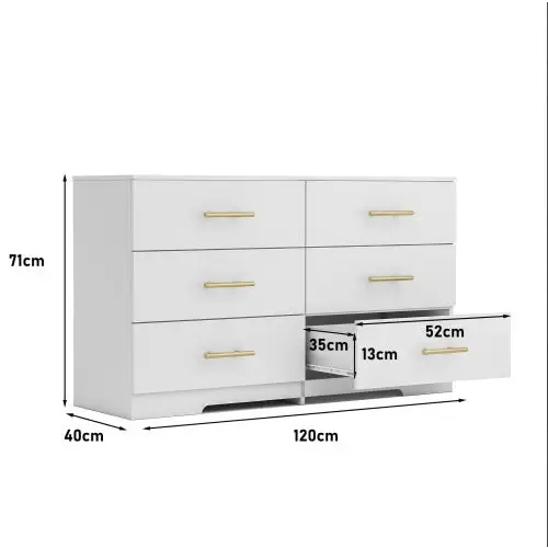 Large White Six Drawer Cabinet - White - 5