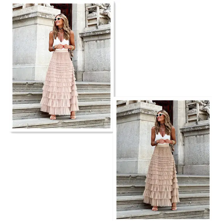 Layered Ruffles Cake Skirt Summer Fashion A Line Swing Mesh Long Skirt Party Dress Women Beyond Trends Hub