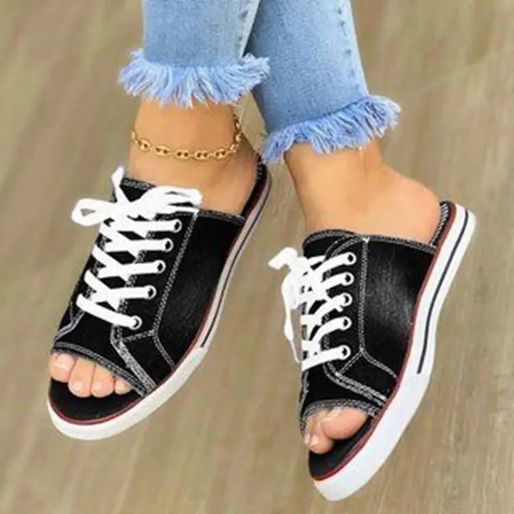 Lazy canvas shoes - Black / 35