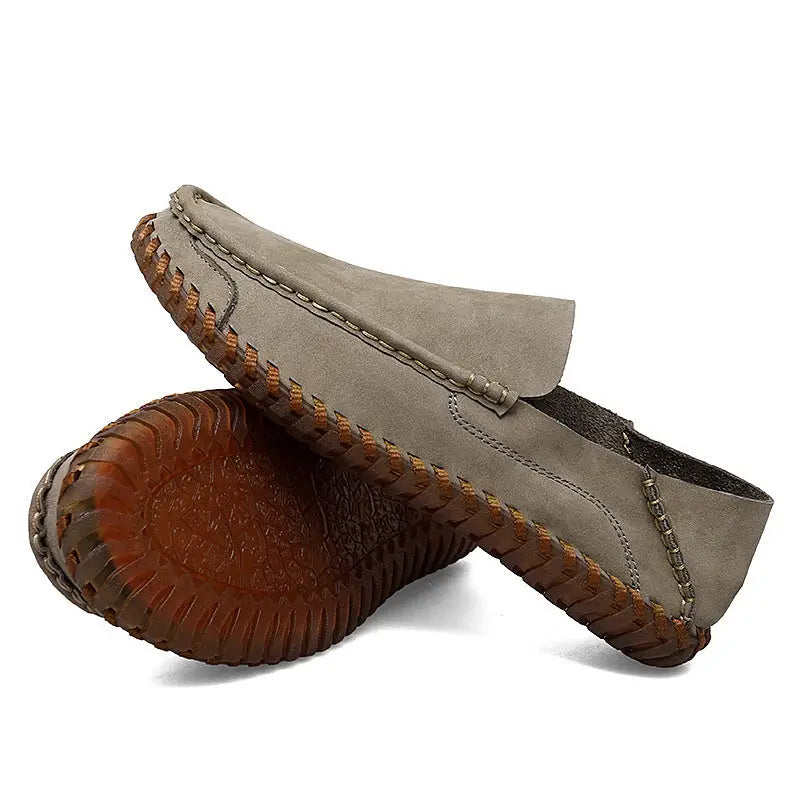 Lazy Top Layer Leather Shoes Plus Size Casual - Khaki 8307 / 38