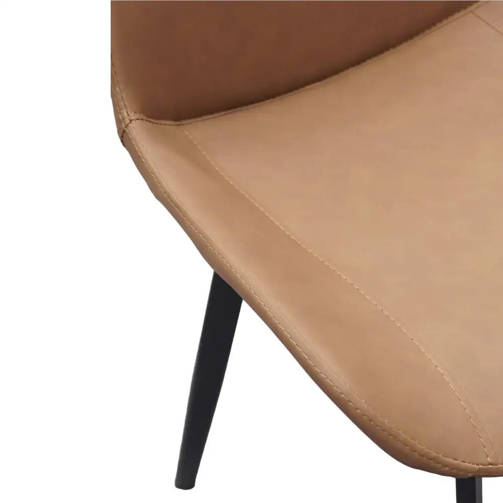 Leather Dining Chair With Metal Legs - Light brown - 5