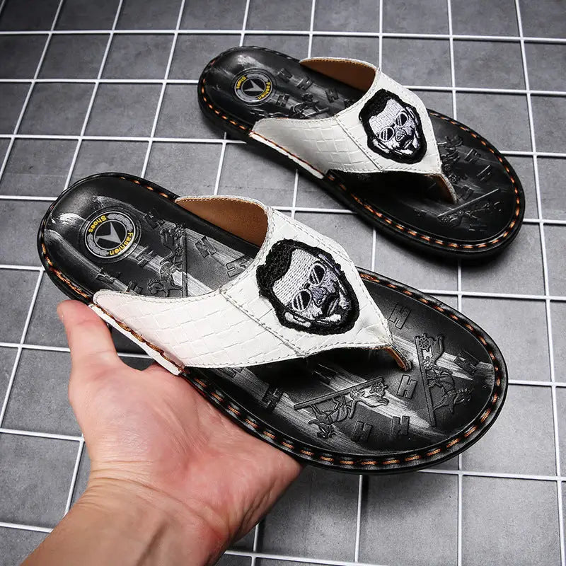 Leather Non-slip Slippers Men Outdoor Flip Flops Sandals Beyond Trends Hub