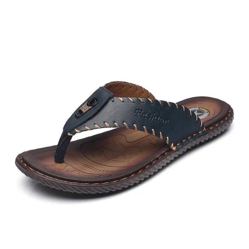 Leather Non-slip Slippers Men Outdoor Flip Flops Sandals Beyond Trends Hub