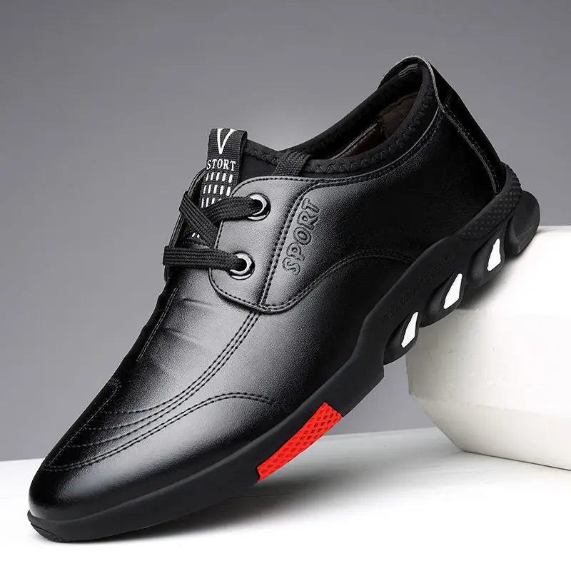Leather Shoes Mens Leather Spring New Mens Business - Black shoelace style / 39
