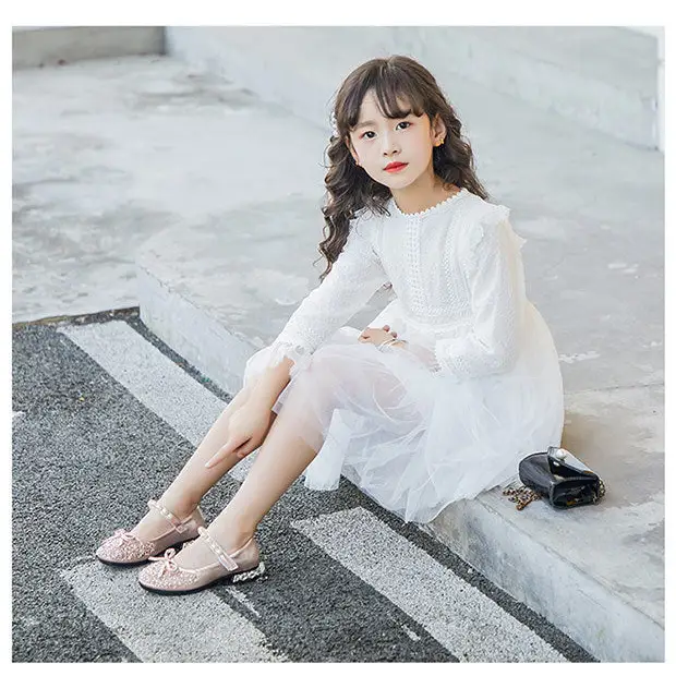 Leather Shoes Soft Sole Aisha Princess Shoes Children Crystal Shoes Flashing Baby Shoes