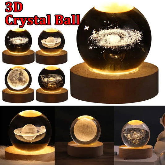 LED Night Light Galaxy Crystal Ball Table Lamp 3D Planet Moon Lamp Bedroom Home Decor For Kids Party Children Birthday Gifts Beyond Trends Hub