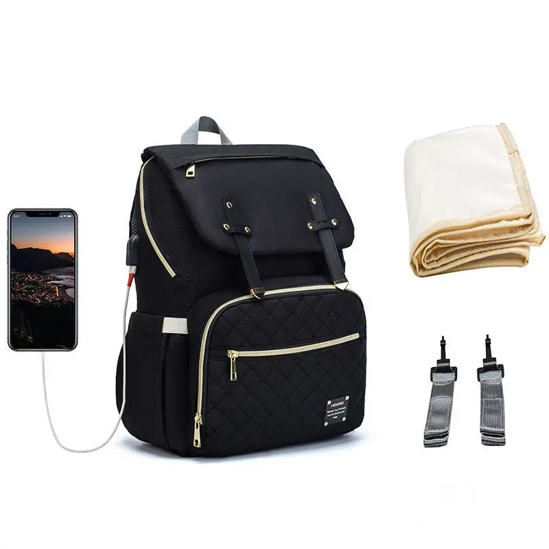 LEQUEEN Multifunctional Large Capacity Mummy Bag - Black / 2 style