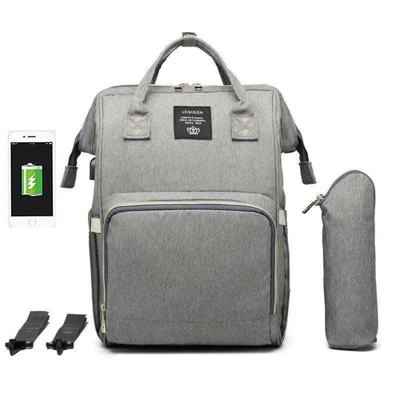 LEQUEEN Multifunctional Large Capacity Mummy Bag - Linen grey / 3 style