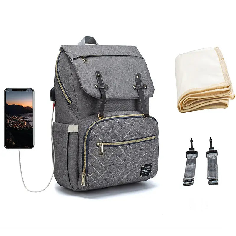 LEQUEEN Multifunctional Large Capacity Mummy Bag - Medium grey / 2 style