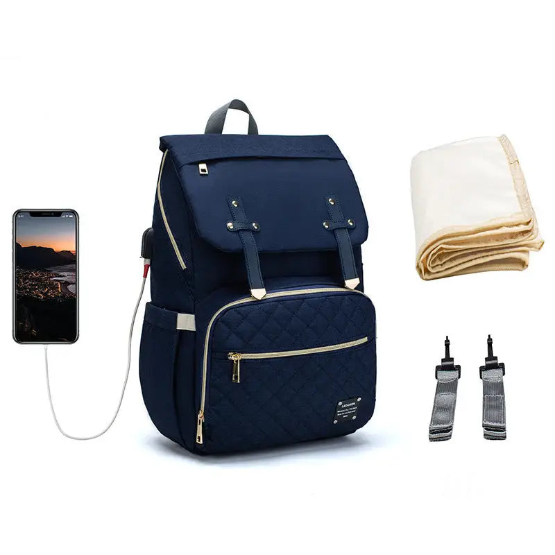 LEQUEEN Multifunctional Large Capacity Mummy Bag - Royal Blue / 2 style
