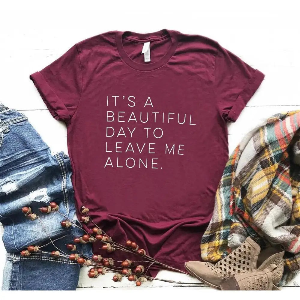 Let Me Be Alone Ladies T-Shirt Casual Funny T-Shirt Ladies Top Beyond Trends Hub