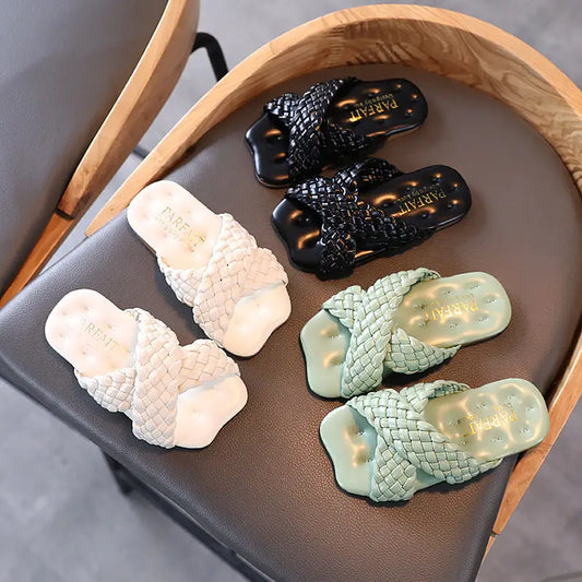 Little Girls Wear Children's Sandals With Soft Soles Outside Their Homes - Beyond Trends Hub 