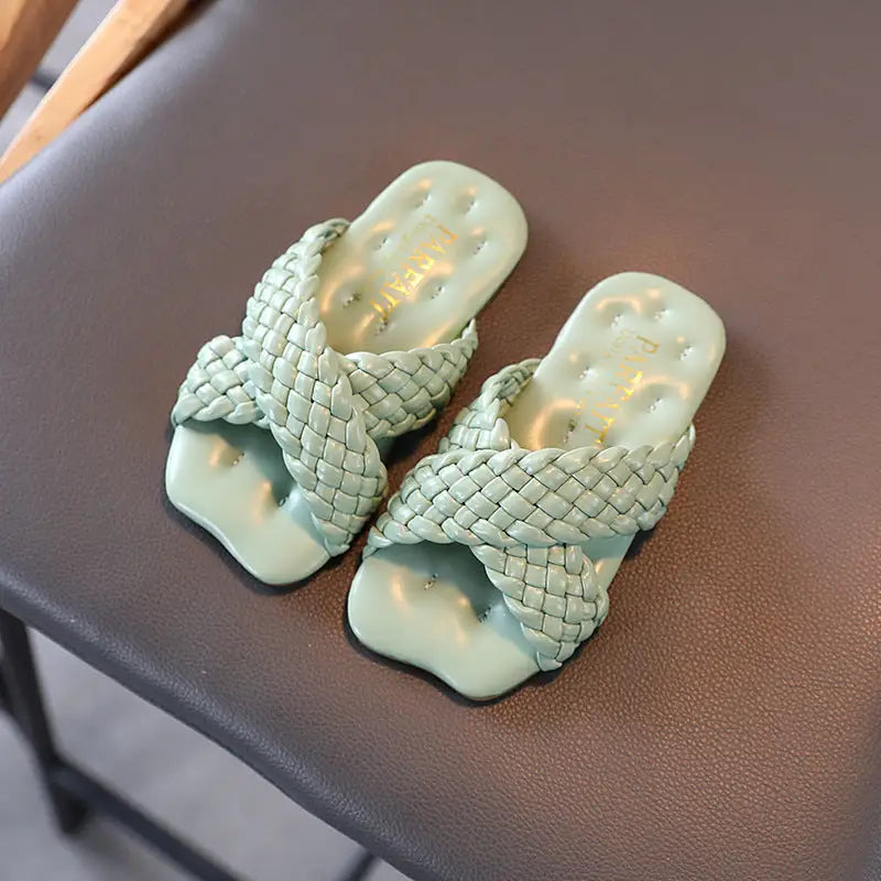 Little Girls Wear Children's Sandals With Soft Soles Outside Their Homes - Beyond Trends Hub 
