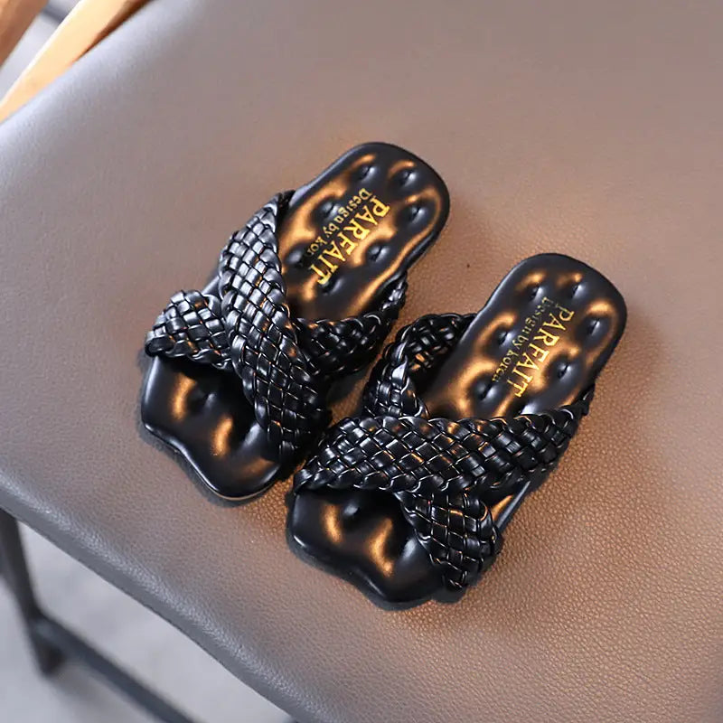 Little Girls Wear Children's Sandals With Soft Soles Outside Their Homes - Beyond Trends Hub 