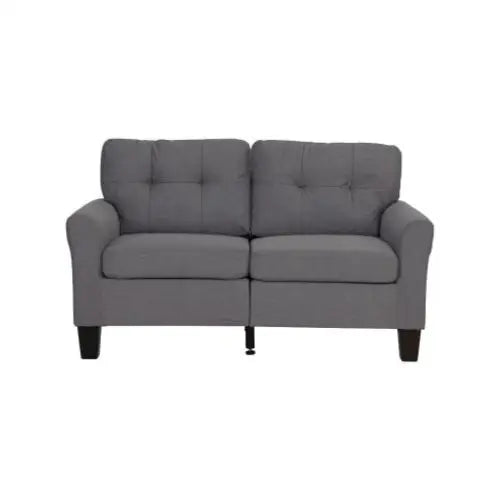 Living Room Furniture 2pc Sofa Set Sofa And Loveseat Charcoal Glossy Polyfiber Plywood Solid Pine - Charcoal grey - 5