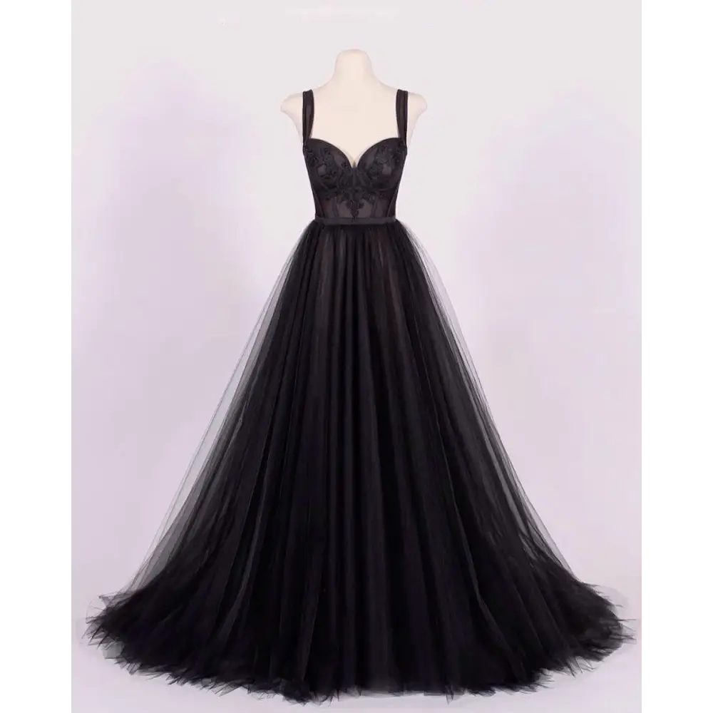 Long Dresses For Women Party Wedding Evening Spaghetti Strap - Black / 2