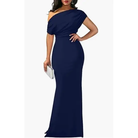 Long Formal Party Dress Women - Navy Blue / S