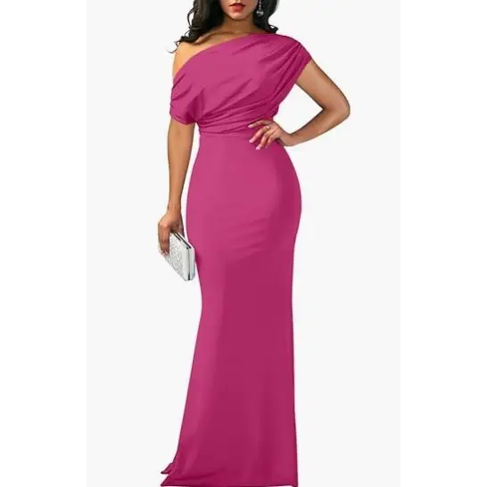 Long Formal Party Dress Women - Rose Red / S
