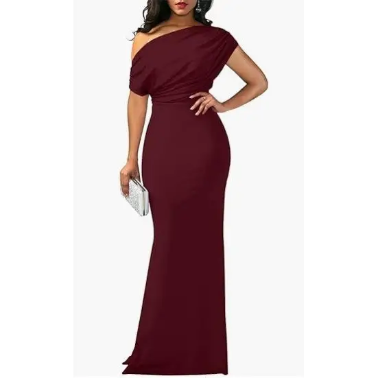 Long Formal Party Dress Women - Wine Red / S