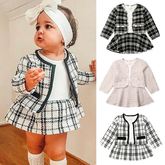 Long-sleeved Dresses Two-piece Children's Baby Small Incense Wind Suit Beyond Trends Hub