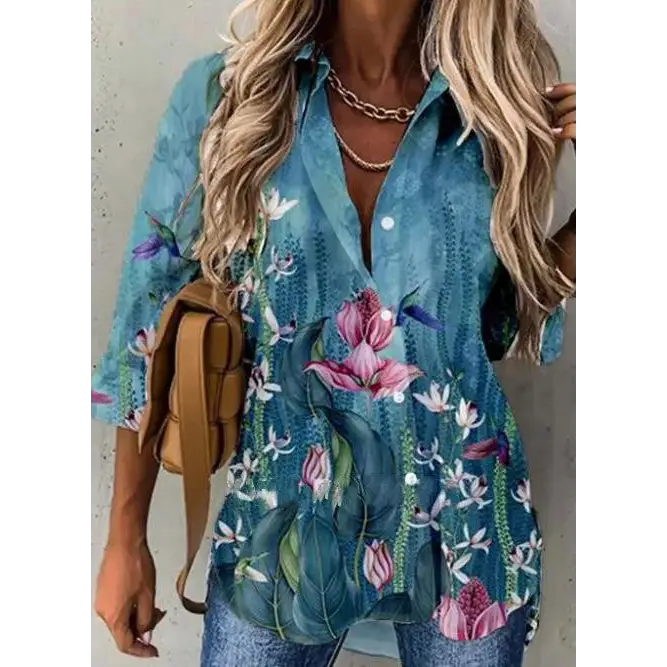 Long-sleeved Lapel Ladies Shirts Foreign Trade Women's Clothing Beyond Trends Hub