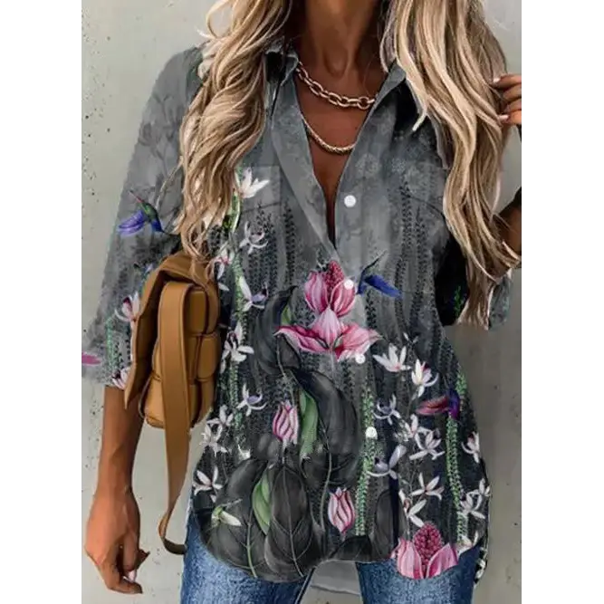 Long-sleeved Lapel Ladies Shirts Foreign Trade Women's Clothing Beyond Trends Hub