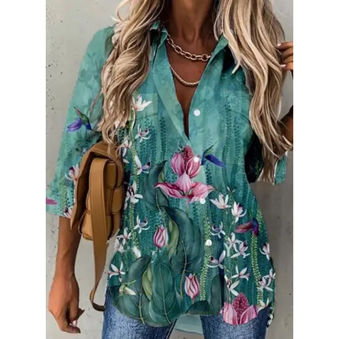 Long-sleeved Lapel Ladies Shirts Foreign Trade Women's Clothing Beyond Trends Hub