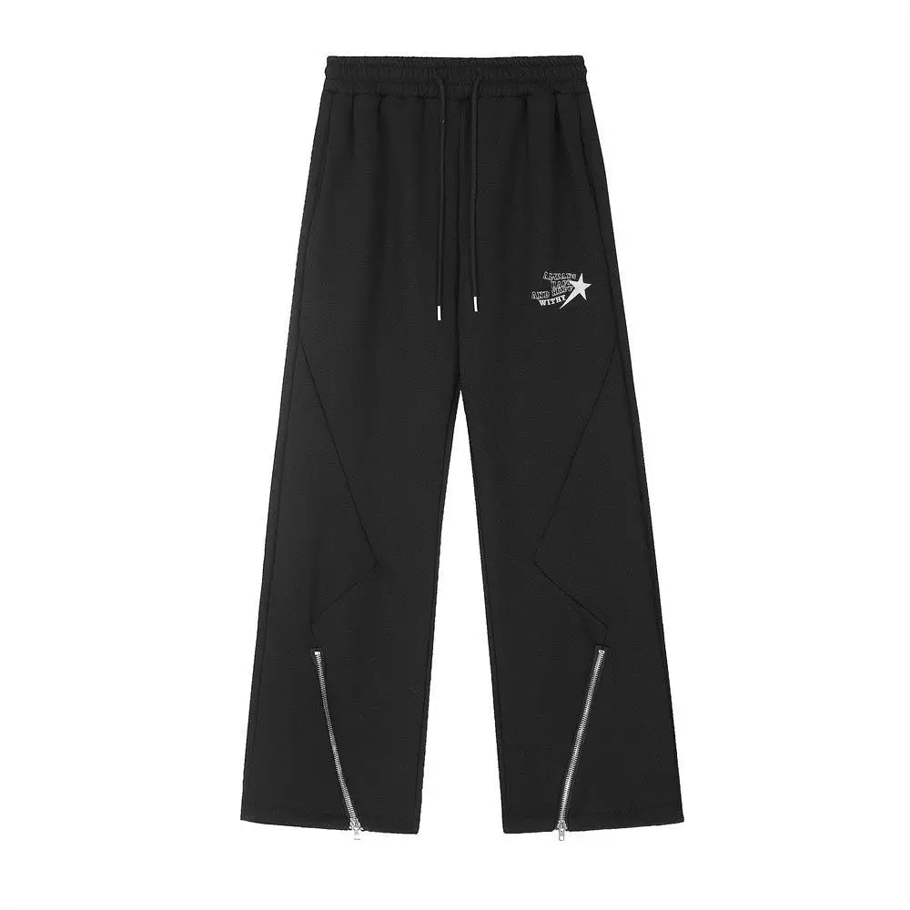Loose Casual Fleece-lined Trousers Men - Black / S