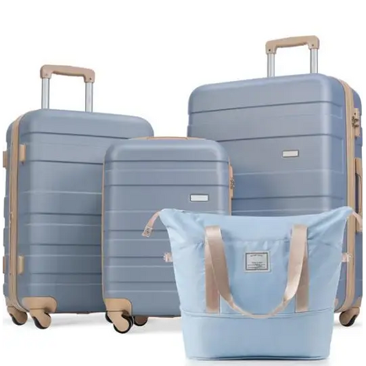 Luggage Set Of 4 Expandable ABS Durable Suitcase With Travel Bag Carry-on Suitcase Set With 360 Degrees Swivel Wheels