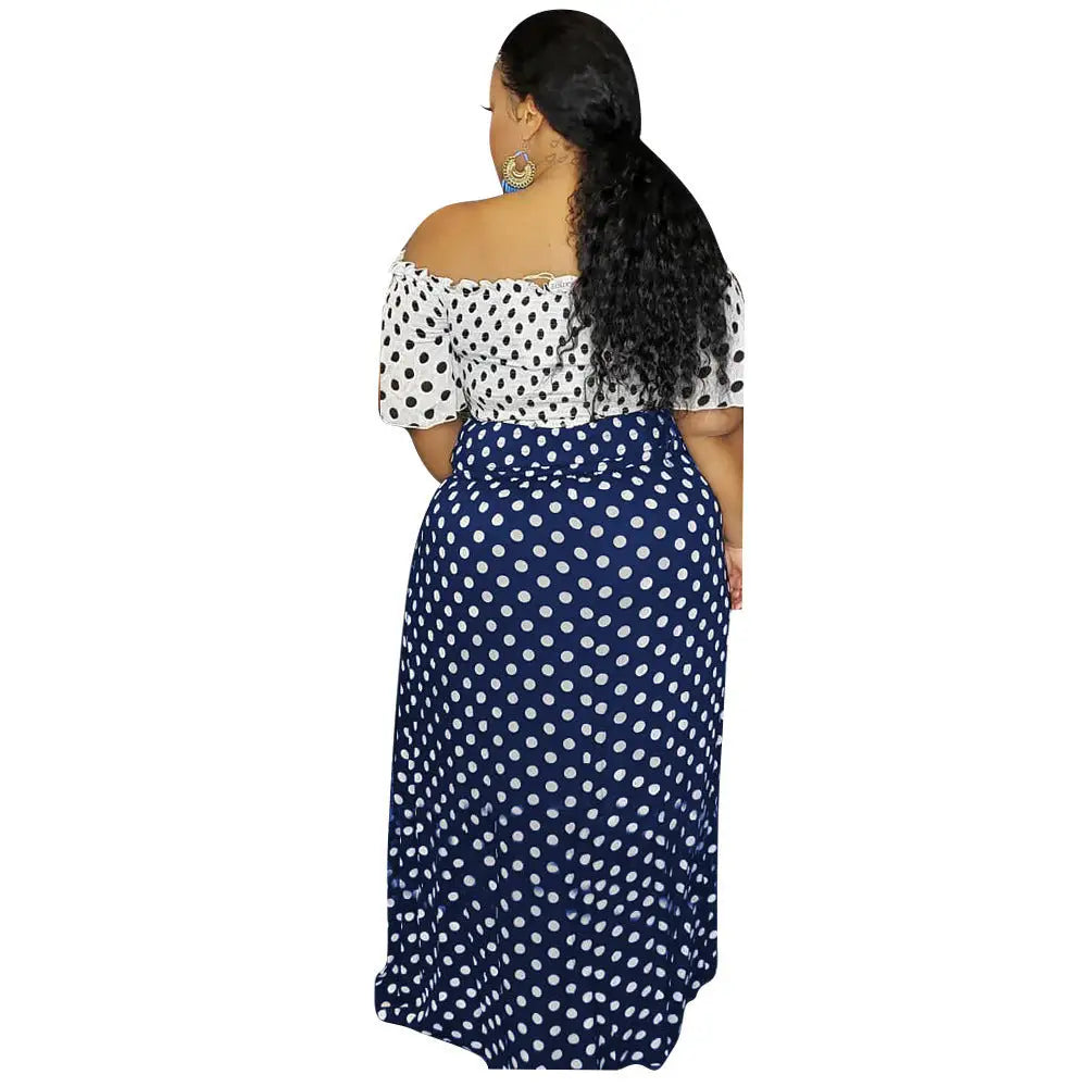 Lus size L-5XL women Summer Dot Print Slas