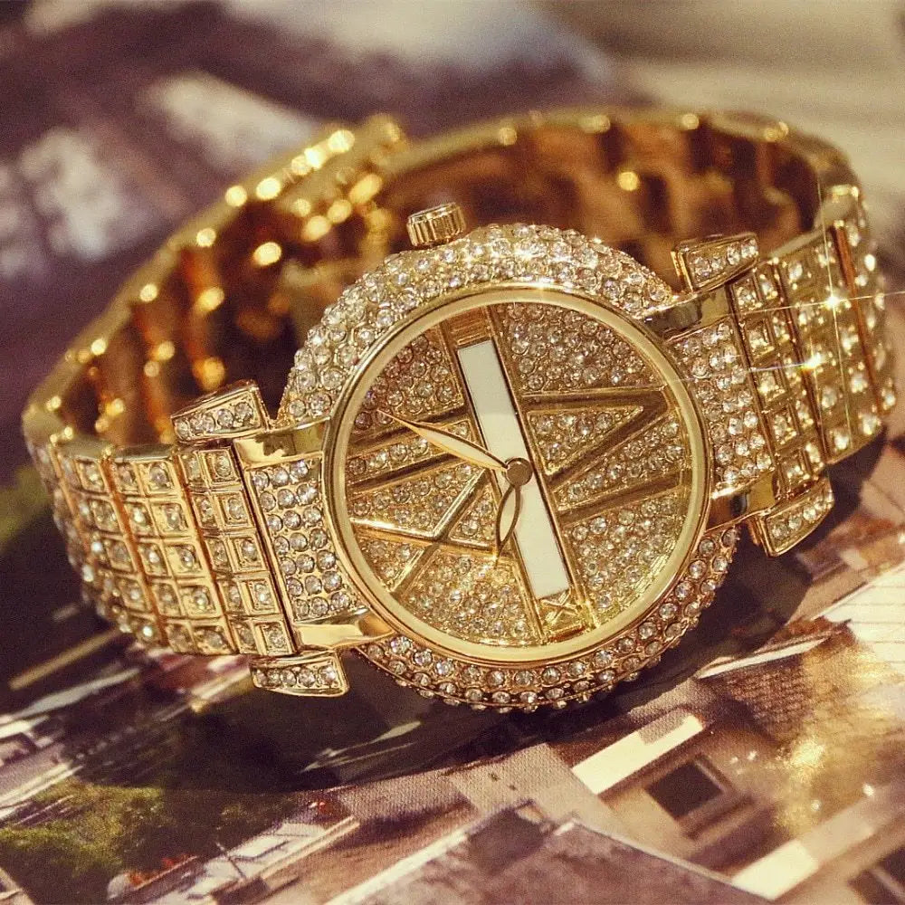 Luxury Diamond Women Watches Fashion Brand Stainless Steel Bracelet Wrist Watch Women Design Quartz Watch Clock relogio feminino - Beyond Trends Hub 