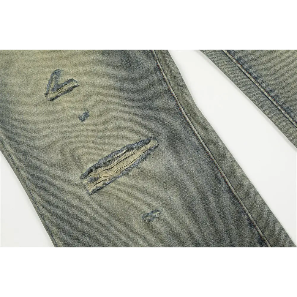 Make Old Ripped Denim Men Trousers